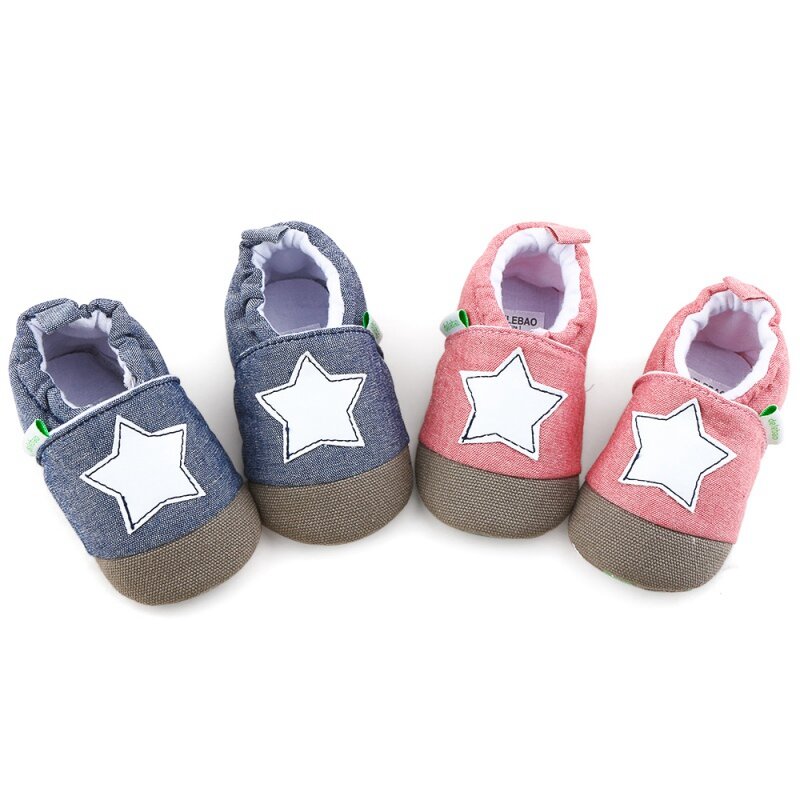 Bonitos zapatos para recién nacidos con suela suave antideslizante de algodón cálido Unisex para bebés con estampado de estrellas