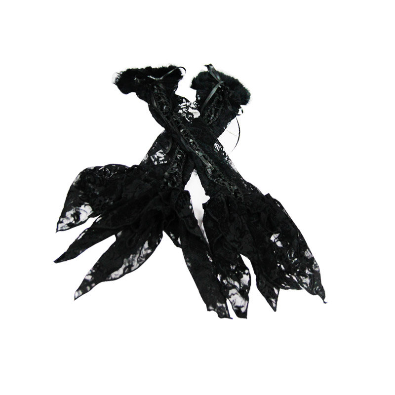 Модные женские кружевные грелки Devil для вечевечерние, зимние черные грелки для рук без пальцев, ленты на шнуровке, рукава GE009