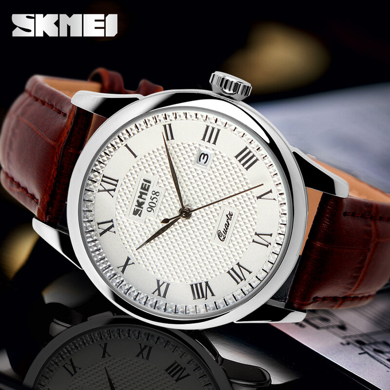 Najlepsze marki SKMEI miłośnicy zegarków kwarcowych oglądają zegarki damskie mężczyźni ubierają zegarki na rękę skórzana sukienka zegarki na co dzień złote 1/szt