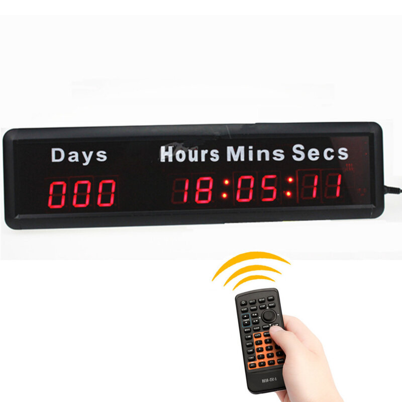Horloge électronique à affichage numérique Led, 38CM, DDD HH: MM: SS, jours, heures, minutes, secondes, jeux, compte à rebours, minuteur, tâches