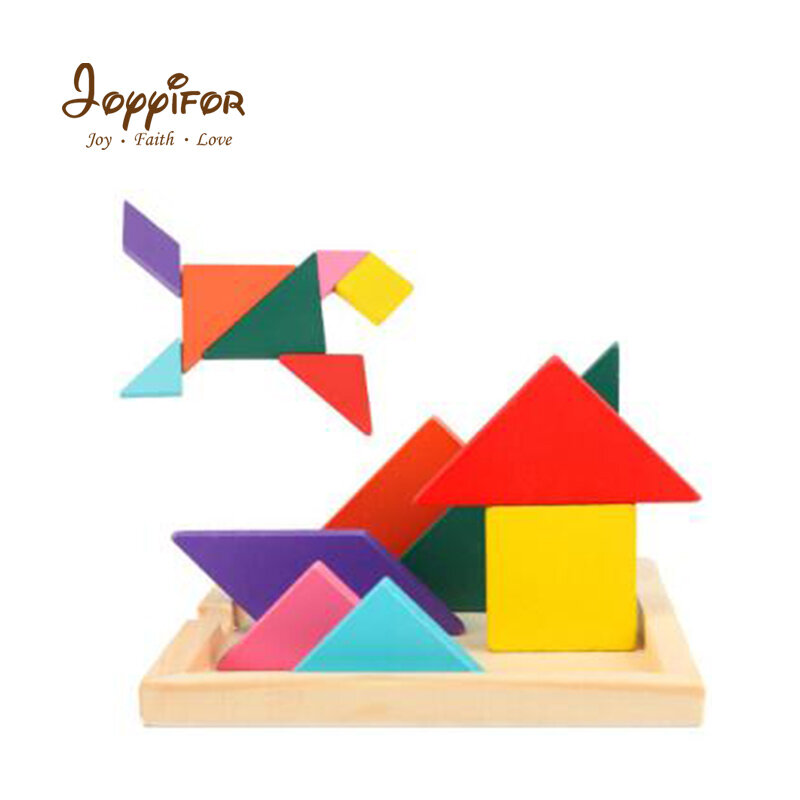 FGHGH Baby Tetris in legno puzzle Tangram giocattoli deformazione colorata puzzle giocattolo educativo per bambini regalo di natale per bambini