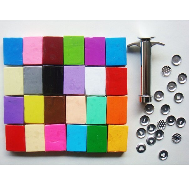 Argila polímero de textura flexível, kit diy 24 cores durável com 5 peças de ferramentas caixa de presente para brinquedos não-tóxicos infantis