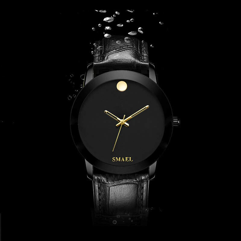 SMAEL-ساعة يد كوارتز أوتوماتيكية للرجال ، ساعة رياضية رقمية للرجال ، مقاومة للماء ، بسيطة ، سوداء ، كبيرة الحجم