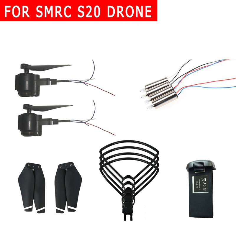 Drone S20 RC sans GPS et accessoires, batterie 3.7V, 1800/7 V, 900mAh, hélice, cadre de protection, sac de transport, pièces de contrôleur