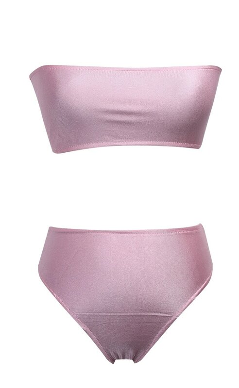 2018 New Bikini Strapless Swimwear Women Solid 6 Color Swimsuit $4.39 Per Piece New Item Sexy Off Shoulder Bathing Suit