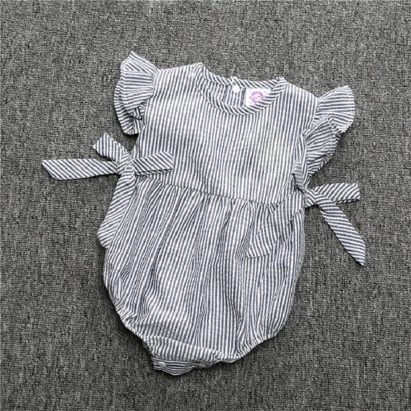 2 色かわいい女の赤ちゃん弾性バンドストライプロンパーススーツ服新生児幼児子供服子供の服