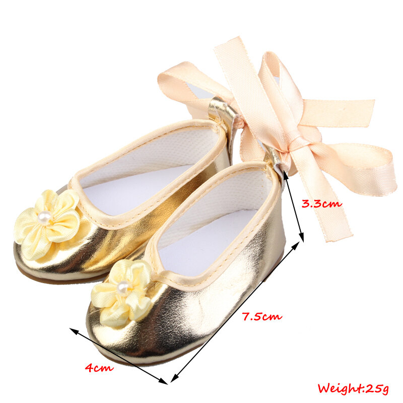 Dolltalk 2019 أحدث 7.5*4 سنتيمتر موضة أحذية دمية صغيرة عالية الجودة موضة أحذية زهرة يدوية الصنع ل 18 بوصة دمية على شكل عروسة اكسسوارات