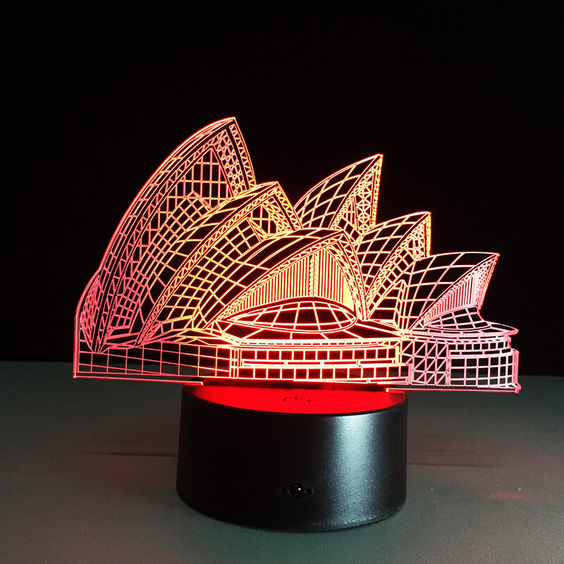 Сиднейский опера дом модель 7 цветов Изменение LED 3D ночник Luminarias Touch Rempte 3D настольная лампа настроения для домашнего декора