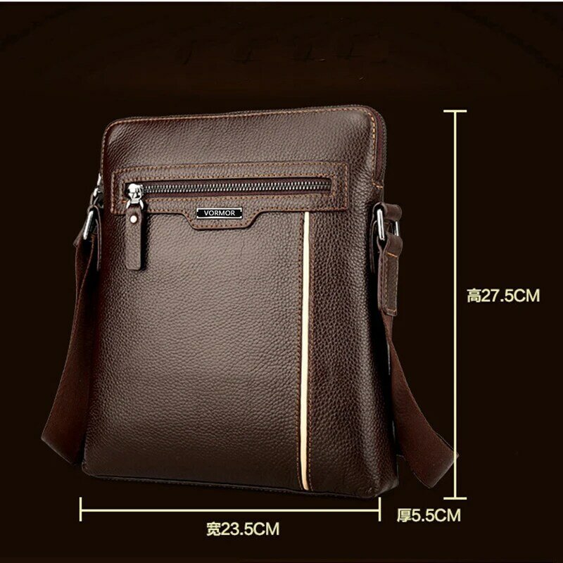 VORMOR-حقيبة كتف جلدية للرجال ، حقيبة كتف تحمل علامة تجارية ، لجهاز iPad