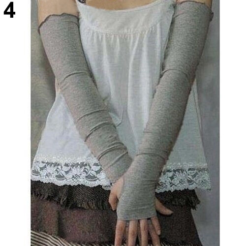 Calentador de brazos de algodón para mujer, protección UV, guantes largos sin dedos, mangas 8OKH