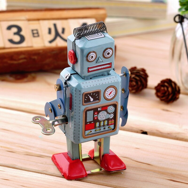 1pc Vintage mechaniczna mechaniczna zwijana metalowa chodząca robota blaszana zabawka dla dzieci prezent na całym świecie gorąca sprzedaż