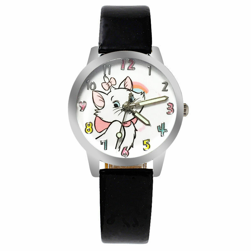 Relógio de pulso infantil azul-céu, relógio de quartzo com pulseira de desenho animado, gatinhos, unissex, moda para crianças