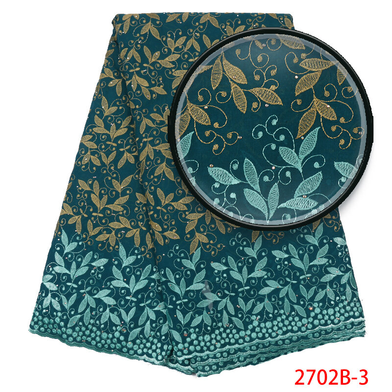 Кружевная ткань из хлопка, швейцарская вуаль, кружевная ткань с камнями для женщин, KS2702B-5, 2019