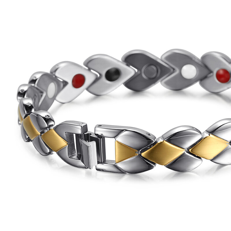 Женский браслет из нержавеющей стали RainSo, популярный магнитный браслет для лечения артрита, регулируемый браслет