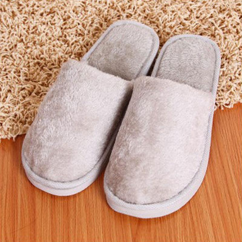 Zapatillas de algodón de felpa suave antideslizantes para mujer y hombre, zapatos de invierno para el hogar, interior, dormitorio