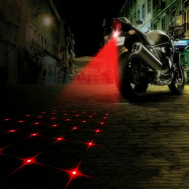 LEEPEE Lampu Kabut Laser LED Sepeda Motor Anti-tabrakan Lampu Belakang Lampu Rem Berhenti Parkir Antikabut Lampu Belakang Peringatan