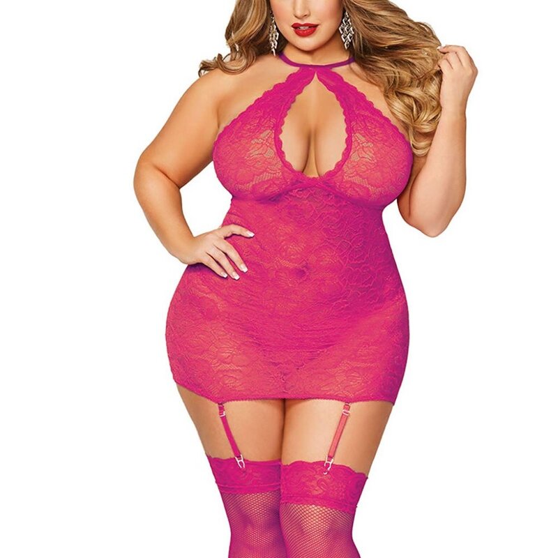 Sexy Lenceria Mujer Women Lingerie With G-string Plus Size Open Back Langerie Lace Babydoll Sleepwear Underwear Erotic Costumes