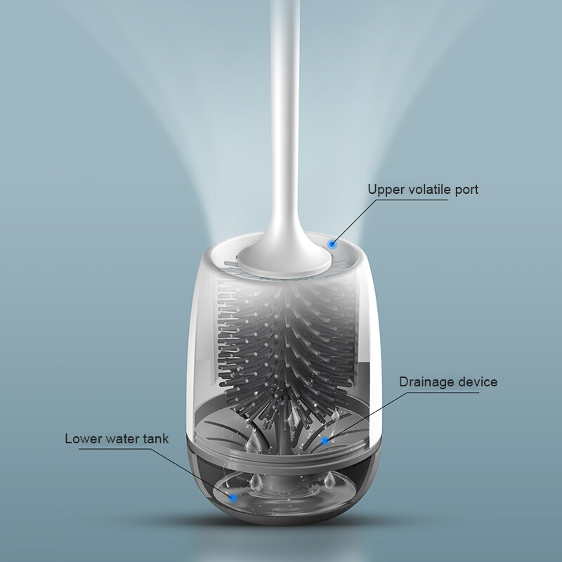 GESEW TPR spazzola per wc con testa in Silicone strumento di pulizia a drenaggio rapido spazzola per pulizia a parete o a pavimento accessori per il bagno