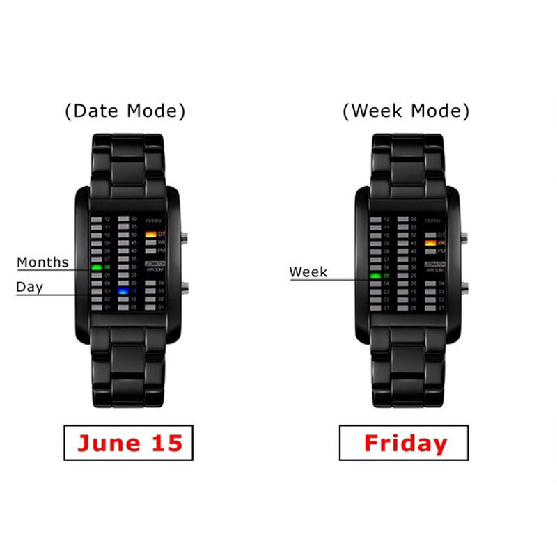 Militar binário relógio masculino masculino relógio de pulso masculino relógio de pulso multifunction led digital relógios à prova dmultifunction água