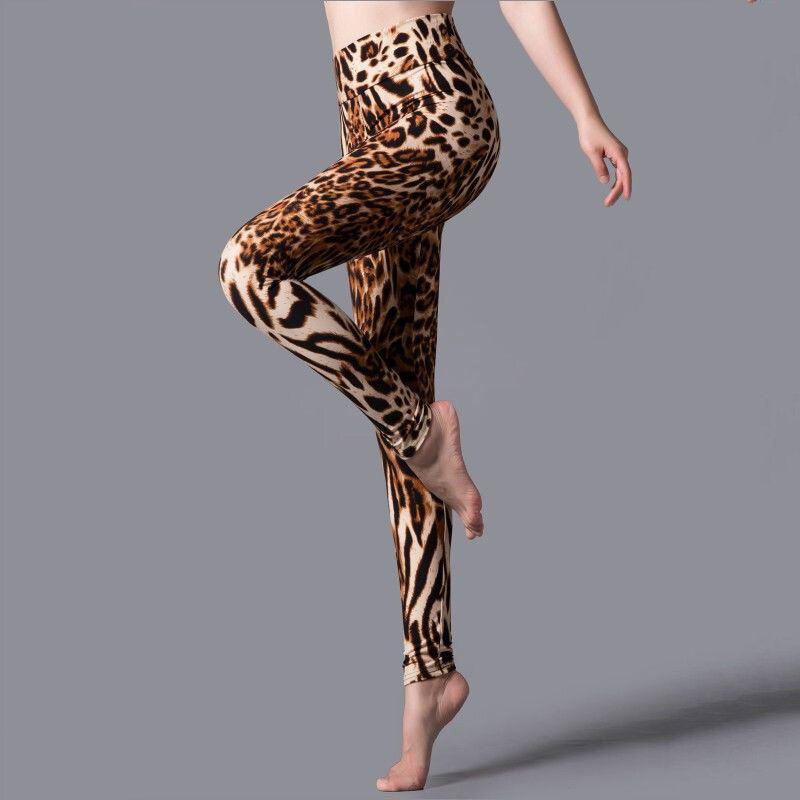 YSDNCHI Neue Streifen Leopard Print Leggings Frauen Hohe Taille Legings Trainieren Legging Sporting Push-Up Hose Fitness Leggins