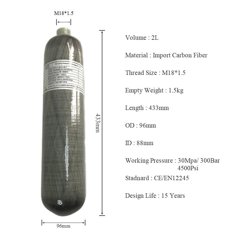 Acecare – bouteille de plongée PCP 2L/3L/6.8L CE 4500spi, réservoir d'air Paintball, Mini cylindre en Fiber de carbone, fusil à Air de plongée Condor