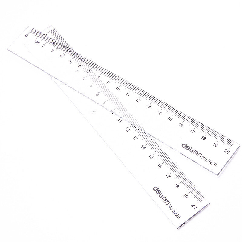 Deli-regla recta de plástico transparente de 20cm, herramienta de medición de artista, papelería, suministros escolares de oficina, regalo