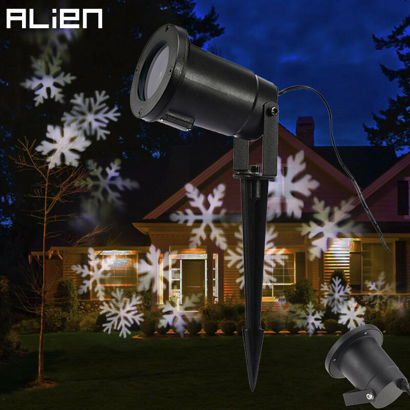 Projecteur LED avec effet de flocon de neige, éclairage d'extérieur, luminaire de paysage, idéal pour un jardin, des vacances ou un arbre de noël