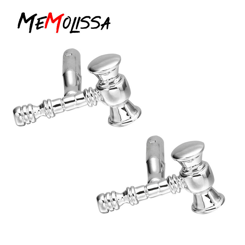 MeMolissa Gavel Cufflinks Silvery Copper Hammer Design Best Gift For Mens Suit Shirt Sleeve Cuff Links Wholesale&Retail