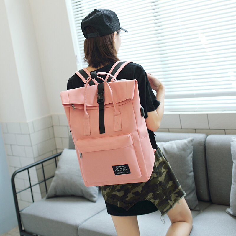 New 2020 Women Girls Backpack USB Charging Nylon Backpacks School Bags For Teenagers Girl mochila feminina Students Satchel