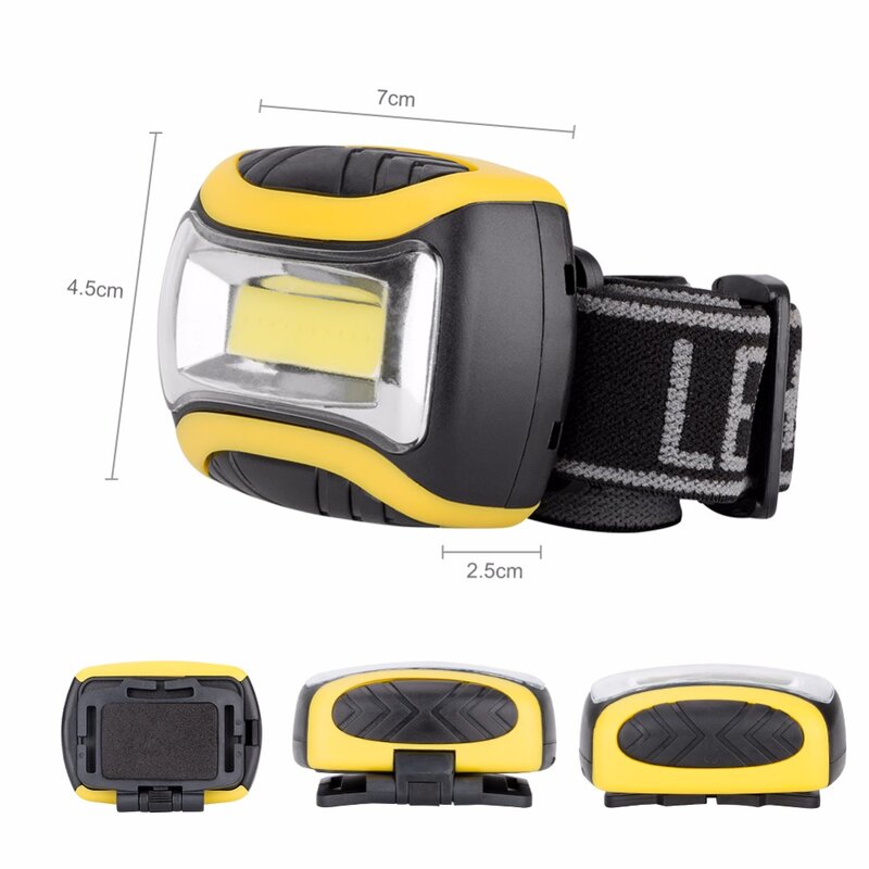 Lanterna de cabeça de led para área externa, farol com 3 modos de luz cob para pesca e bicicleta