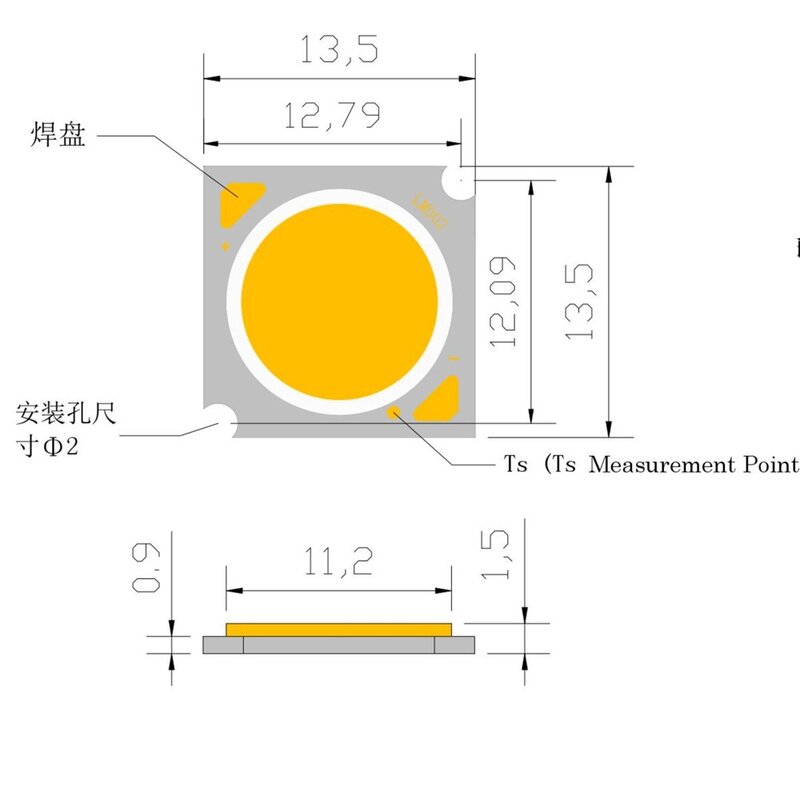 HONG LI – spot lumineux de plafond avec technologie COB, 13.5MM, 12W, 76.8V, 1 pièces