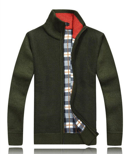 Męska wełna bawełna męskie swetry zimowa jesień męski kardigan marka płaszcz nowy sweter zieleń wojskowa rozmiar M-3XL 5 kolor 0431