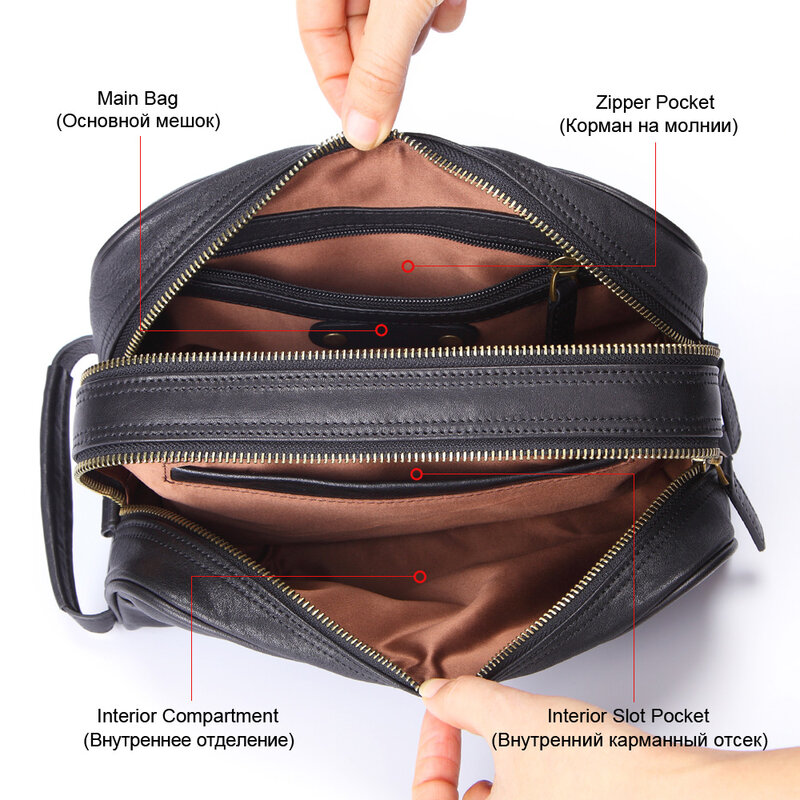 MISFITS-حقيبة مكياج من الجلد الطبيعي للرجال ، حقيبة أدوات الزينة ، حقيبة سفر ، حقيبة يد ، منظم