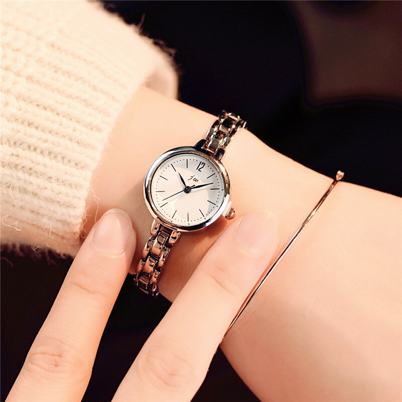 Reloj de pulsera de oro de lujo para mujer, pulsera informal de acero inoxidable, Simple, pequeño