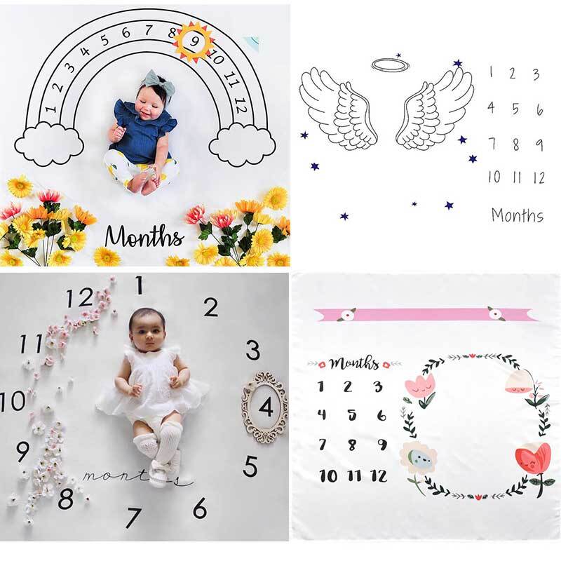 Cartoon Muster Infant Baby Milestone Foto Requisiten Hintergrund Decken Spielen Matten Hintergrund Tuch Kalender Foto Zubehör Nordic