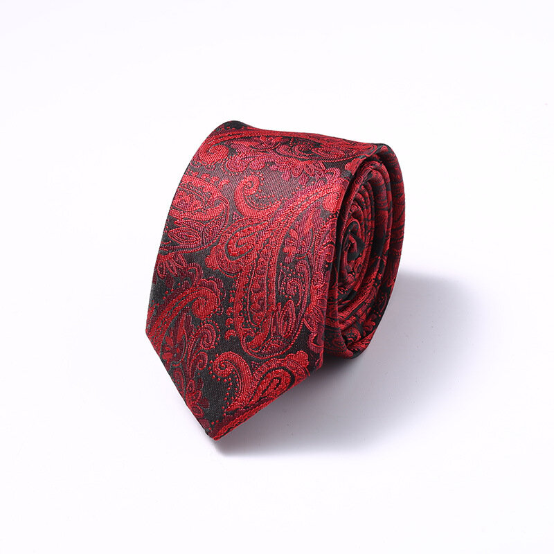 Paski kwiatowy stałe 6CM męskie obcisłe krawaty jedwab poliestrowy wąski krawat żakardowe tkane Slim Groomsman krawat na wesele