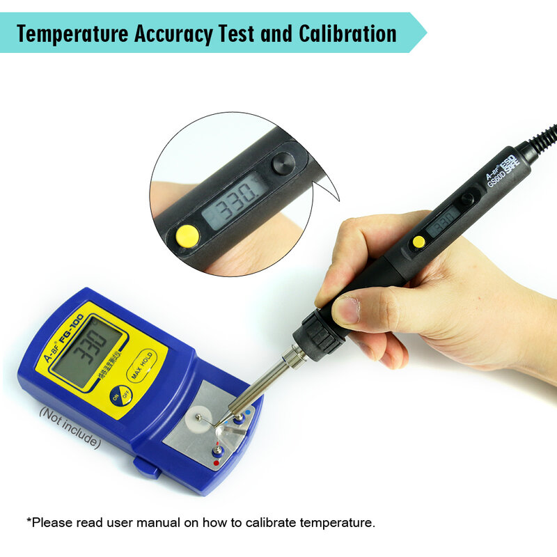 A-BF GS60D 60W 836D 60W 220V Digital LCD Temperature Adjustable Soldering Iron 110V 60W Gift 3 Soldering iron tips and sponge