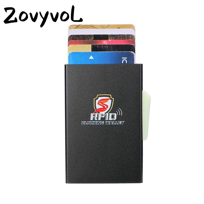 Zovyvol-carteira inteligente com bloqueio rfid, nova carteira de metal, bolso traseiro, suporte para cartões de crédito e moedas, 2020
