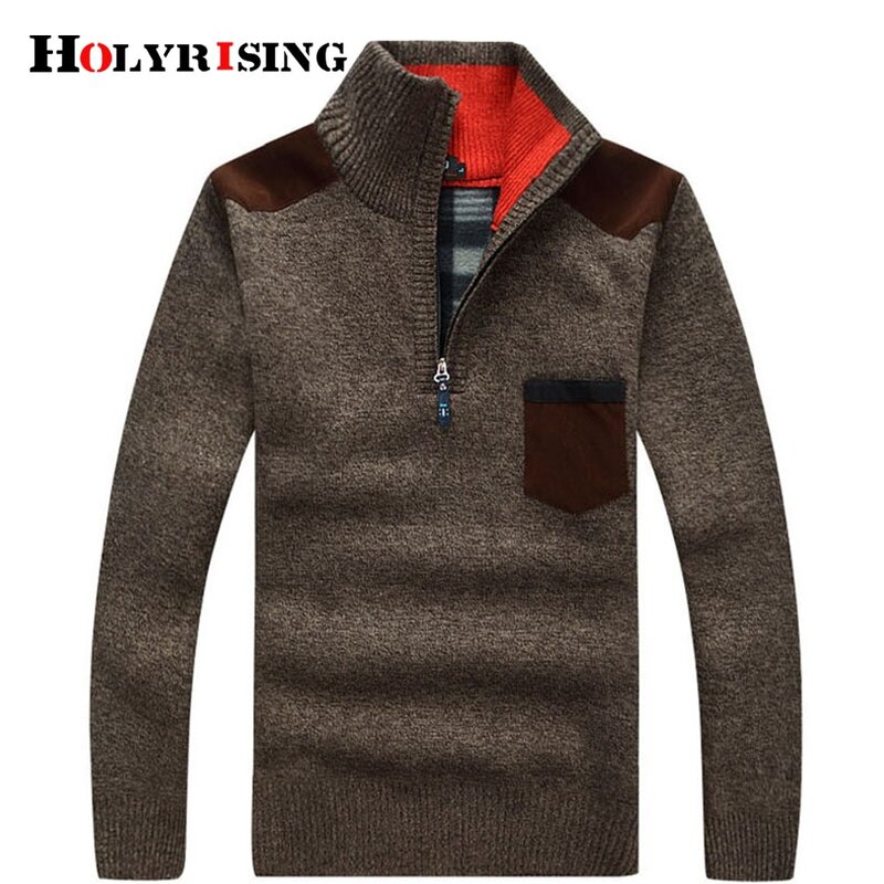 Holyrising mężczyźni swetry swetry z wełny kaszmirowej męska dzianina w stylu casual polar aksamitna znosić pull homme jersey hombre big size 15724