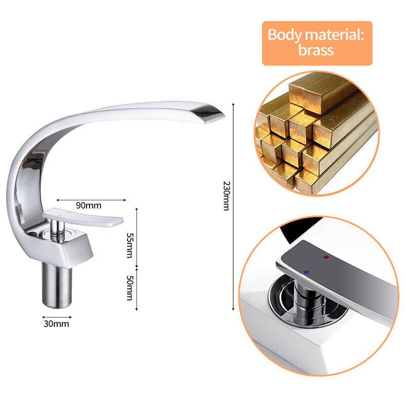 Bathroom Faucets Brass Water Basin Faucet Mixer Tap Chrome Deck Sink Mounted Basin Faucets Hot Cold Water Mixer Tap Torneira