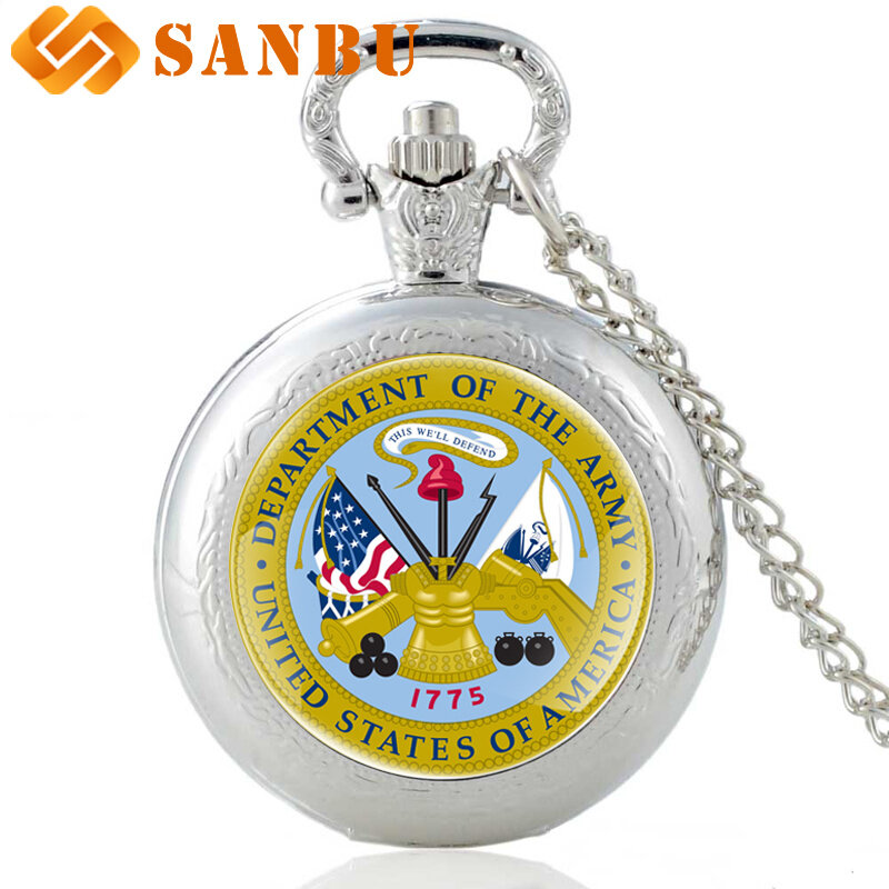 Relógio de bolso vintage de quartzo, militar dos estados unidos, exército, homens, joias pingentes