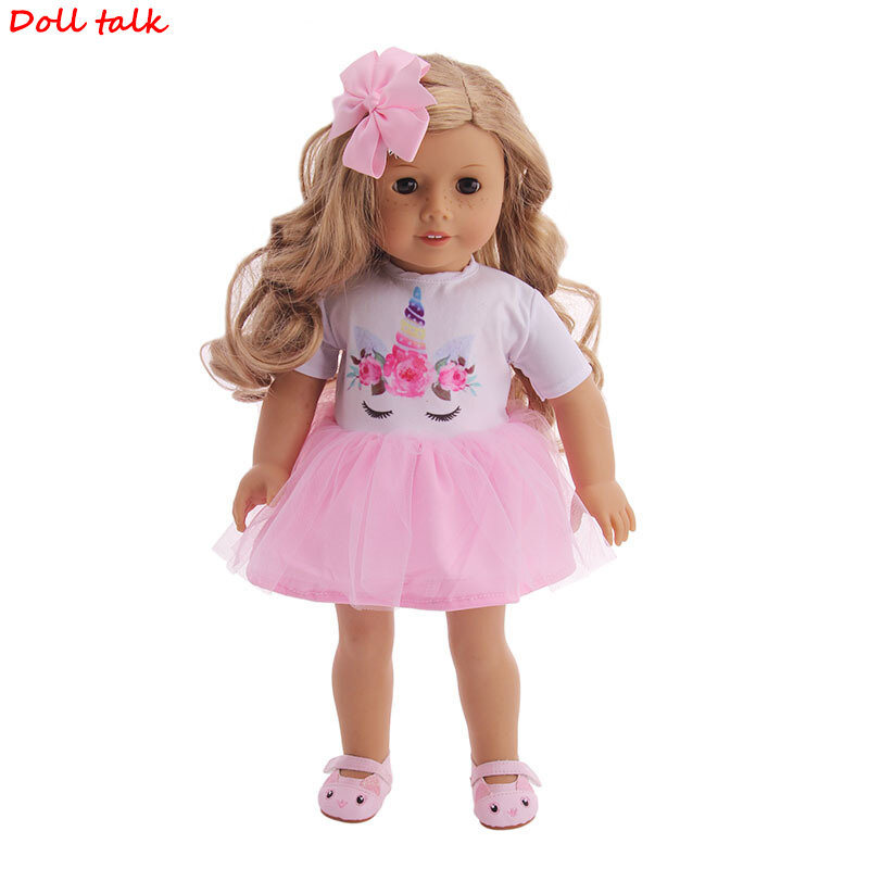 18 pouces fille poupée vêtements licorne sirène Costume jupe dentelle robe pour américain nouveau-né bébé jouets Fit 43 cm Rebron bébé poupées