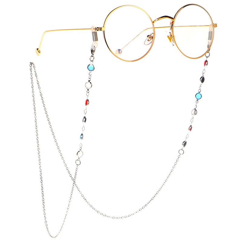 Corda de óculos com strass e cordão para pescoço, correntes antiderrapantes, acessórios para óculos esportivos, 1 peça
