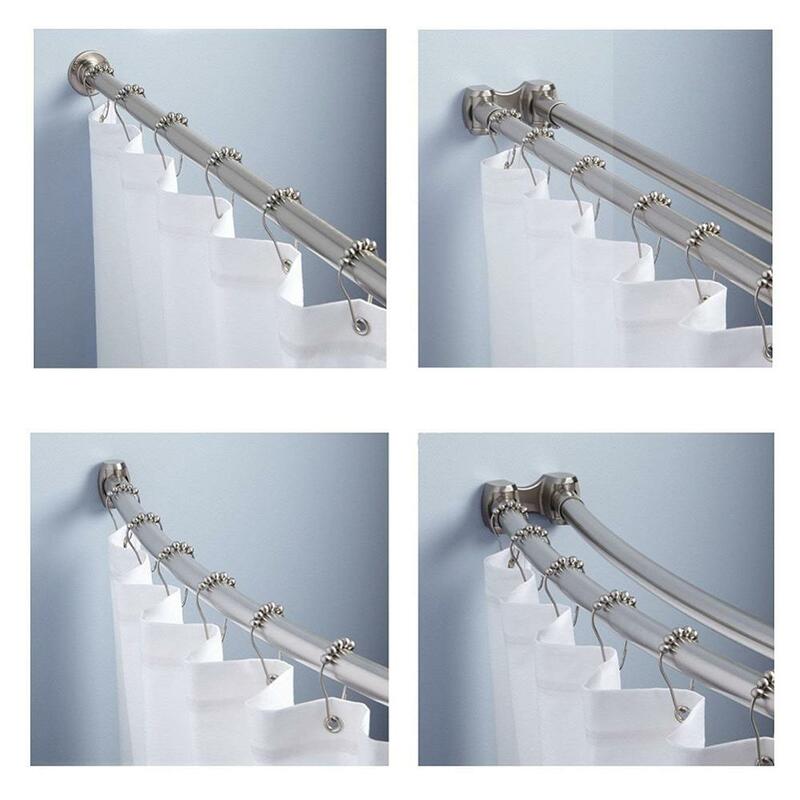 Set 12 Shower Tirai Kait Stainless Steel Tahan Karat Logam Shower Tirai Cincin dengan Dipoles Chrome untuk Kamar Mandi