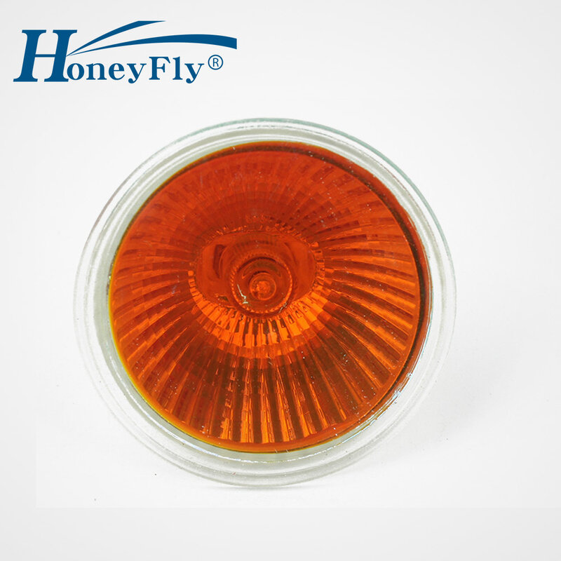 Honeyfly 300 pçs laranja chama lâmpada 35w/50w 12v/220v gu5.3 jcdr pode ser escurecido halogênio lâmpada luz do ponto quartzo lareira sominelamba