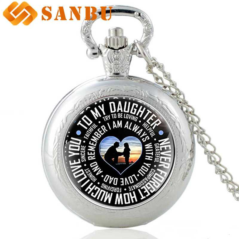 Fashion Charm Necklace Family Member Quartz Pocket Watch Retro Men Women Pendant Jewelry Birthday Present for Daughter