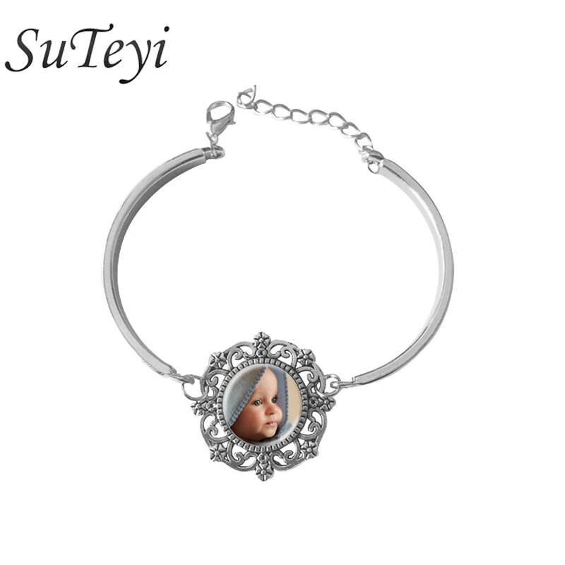 Suteyi personalizado pulseira de ouro personalizado foto de seu bebê mãe da criança avô pai bem-amado para o presente da família