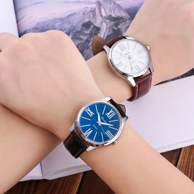 Relógio de pulso quartzo masculino e feminino, relógio casual e feminino com pulseira de couro e pulseira de marca luxuosa, novo, 2020