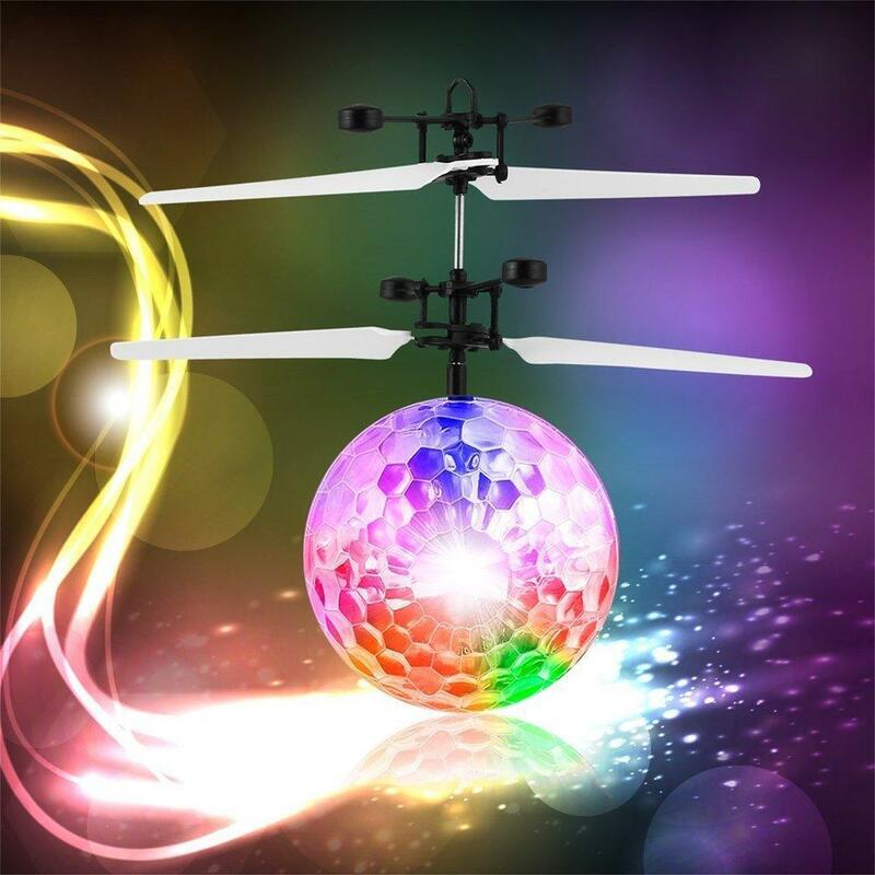 Rc voando bola de cristal led piscando luz indução infravermelha helicóptero bola venda quente
