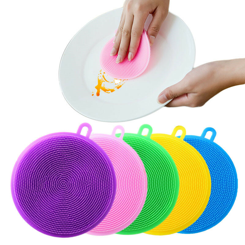 Escova de limpeza de silicone esponja de lavar louça multi-funcional fruta vegetal talheres utensílios de cozinha escovas ferramentas de cozinha